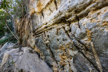 Cliff in tourist attraction of Phratupha rock painting, Lampang province.