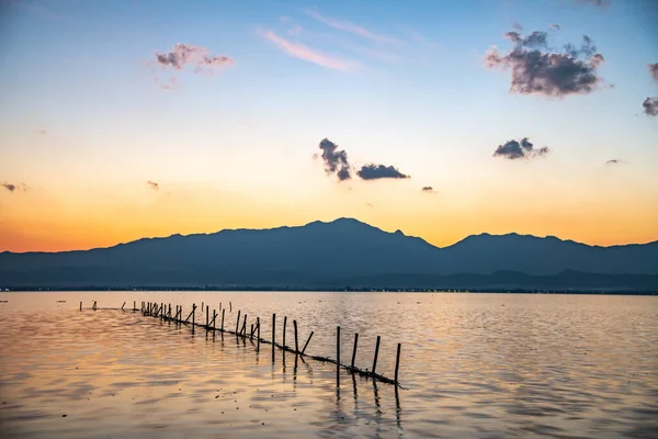 Kwan Phayao Lake Sunset Time Thailand — 图库照片