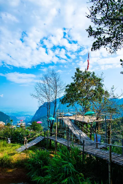 Bamboo Bridge Mountain View Pha Village Chiang Rai Province — Φωτογραφία Αρχείου