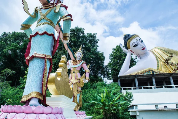 Férfi Angyal Szobor Phra Hogy Suthon Mongkhon Khiri Templom Thaiföld — Stock Fotó