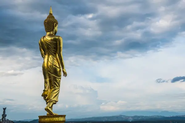 Promenad Buddhastaty Vid Phra Det Där Khao Noi Templet Thailand — Stockfoto