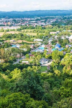 Nan şehrinin kuş bakışı manzarası, Tayland.