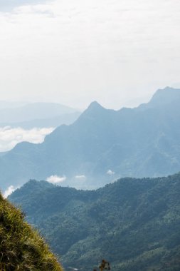 Tayland 'ın Chiangrai eyaletindeki Phu Chi Fa Manzarası' nda Dağ Manzarası.