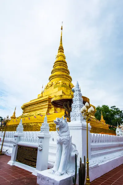 Schöne Pagode Des Prathat Chaehaeng Tempels Der Provinz Nan Thailand — Stockfoto