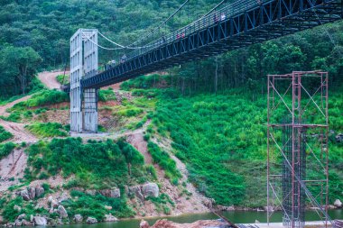 Suspension bridge at Mae Kuang Udom Thara dam, Thailand.