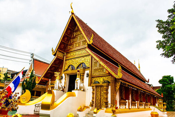 Lanna style church in Phra Singh temple, Thailand.