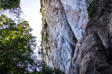 Cliff in tourist attraction of Phratupha rock painting, Lampang province.