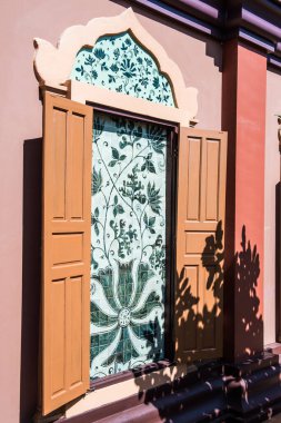 Wiang Ka Long kültür şehri Tayland 'da güzel bir Lanna tarzı pencere..