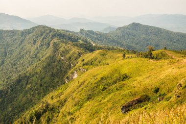 Tayland 'ın Chiangrai eyaletindeki Phu Chi Fa Manzarası' nda Dağ Manzarası.