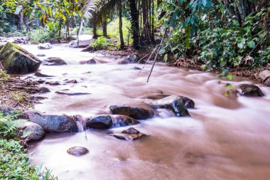 Su, Tayland 'ın Chiang Rai ilindeki Khunkorn şelalesinde akıyor..