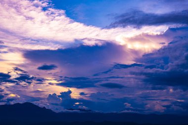 Mountain view with rain clouds, Thailand.