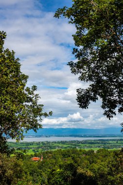 Kwan Phayao lake and Phayao city in the rainy season, Thailand.