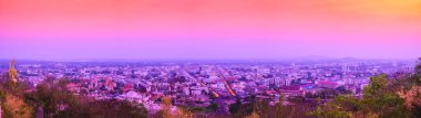 Panoramic aerial view of Nakhon Sawan cityscape, Thailand.