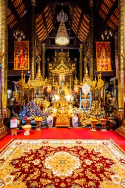 Buddha statue set of Wat Pa Dara Phirom royal temple, Chiang Mai province.