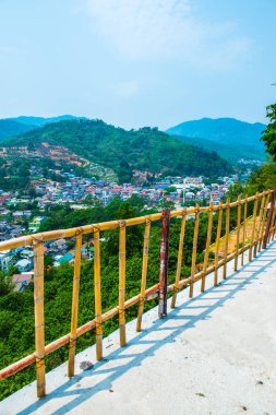 Prathat Doi Wao tapınağındaki dağ manzarası, Tayland.