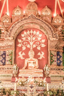 Prayodkhunpol 'deki güzel Buda heykeli Wiang Kalong Tapınağı, Tayland.