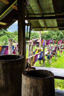 Tayland 'ın Pua bölgesinde küçük köprüsü olan pirinç tarlası..