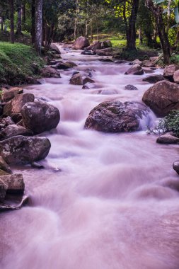 Su, Tayland 'ın Chiang Rai ilindeki Khunkorn şelalesinde akıyor..