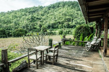 Tayland 'ın Chiangmai şehrinde Tayland tarzı teras..