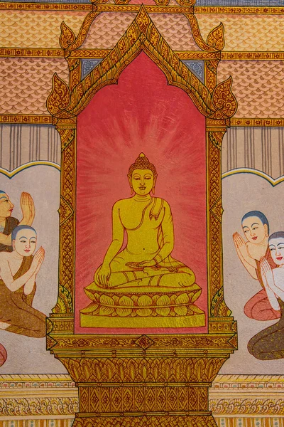 Будда Рисунок Стене Таиланд — стоковое фото