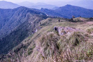 Tayland 'ın Chiangrai eyaletindeki Phu Chi Fa Manzarası' nda Dağ Manzarası.