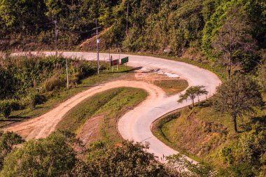 Chiangrai, Tayland 'da Doi Pha Tang yolu..