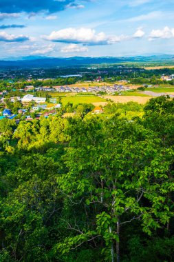Nan şehrinin kuş bakışı manzarası, Tayland.