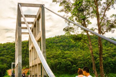 Suspension bridge at Mae Kuang Udom Thara dam, Thailand.