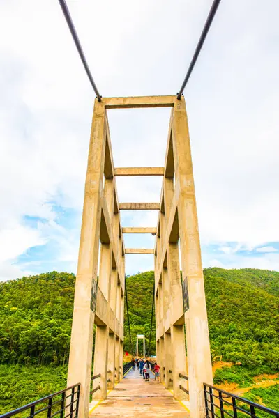 Suspension bridge at Mae Kuang Udom Thara dam, Thailand.