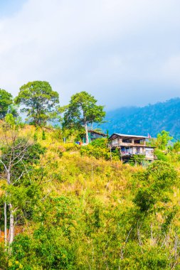 Tayland Phulangka Ulusal Parkı 'nda Dağ Manzaralı Küçük Ev.