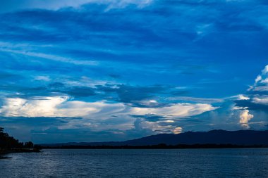 Kwan Phayao lake with rain clouds, Thailand.