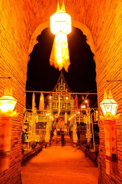 Night Scene Lok Molee Temple Chiang Mai Province — стоковое фото