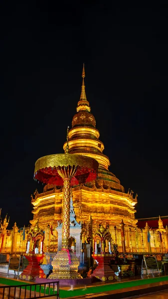Phra Hariphunchai Bei Nacht Thailand — Stockfoto