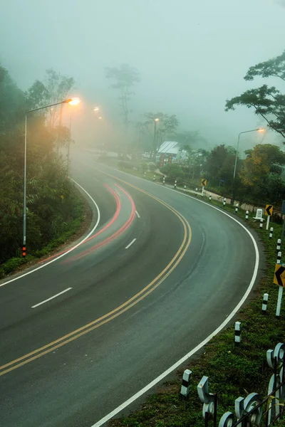 Curve Road Fog Thailand — Stock Photo, Image