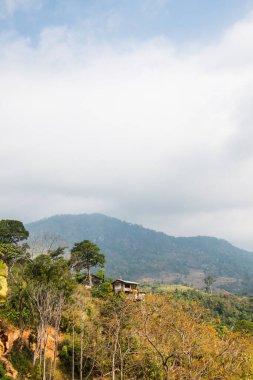 Tayland Phulangka Ulusal Parkı 'nda Dağ Manzaralı Küçük Ev.