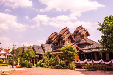 Nantaram tapınağının manzarası, Tayland.