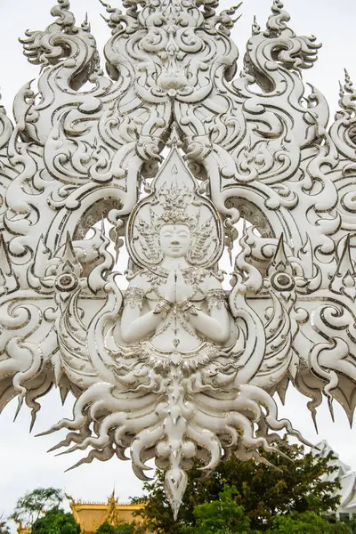 Decoración Con Arte Moldeo Templo Rong Khun Tailandia — Foto de Stock