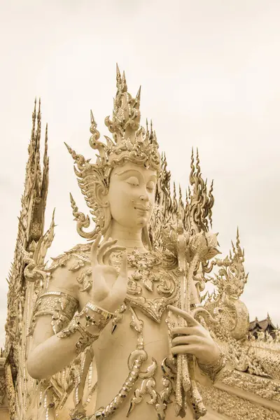 Διακόσμηση Την Τέχνη Χύτευσης Στο Ναό Rong Khun Ταϊλάνδη — Φωτογραφία Αρχείου