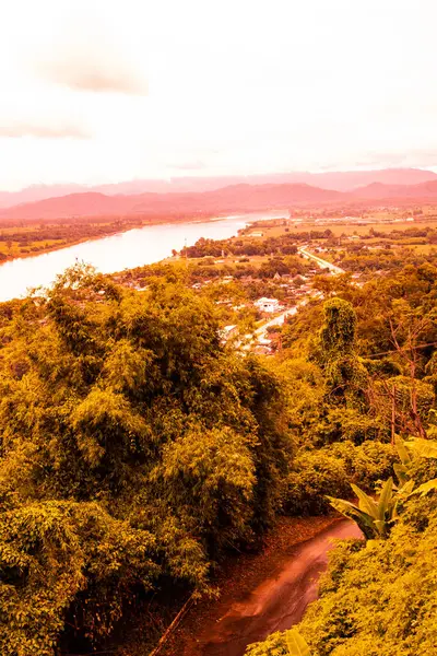 泰国清萨市湄公河的俯瞰 — 图库照片