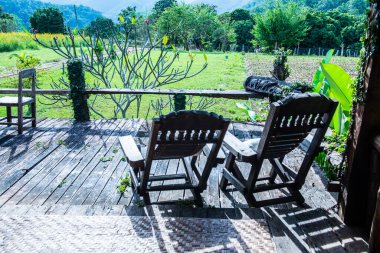 Tayland 'ın Chiangmai şehrinde Tayland tarzı teras..