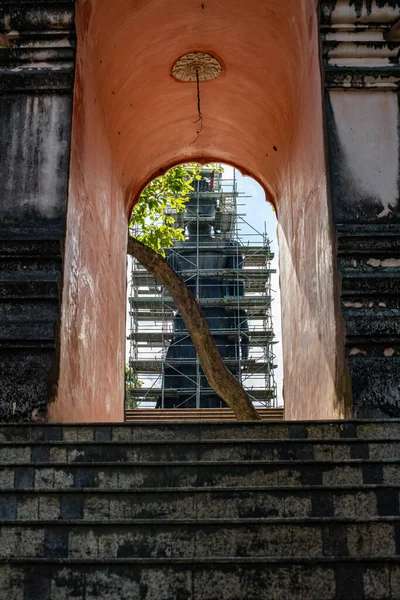 Big Standing Buddha Renovation Door Frame Analyo Thipayaram Temple Thailand — Stock Photo, Image