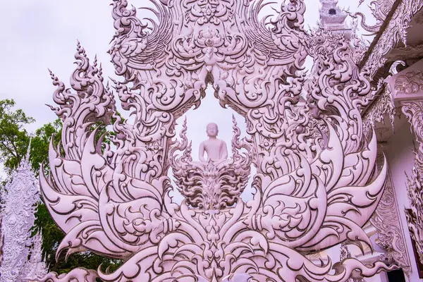 Decoração Com Arte Moldagem Templo Rong Khun Tailândia — Fotografia de Stock