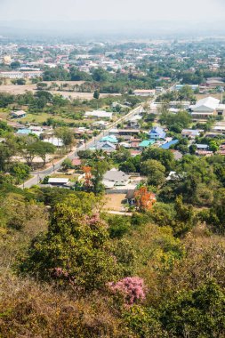 Nan şehrinin kuş bakışı manzarası, Tayland.
