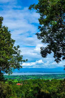 Kwan Phayao lake and Phayao city in the rainy season, Thailand.