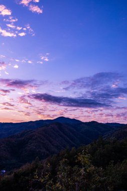 Mountain view  with mist at Wat Phrathat Doi Leng view point, Thailand.