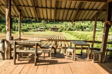 Tayland 'ın Chiangmai şehrinde Tayland tarzı teras..