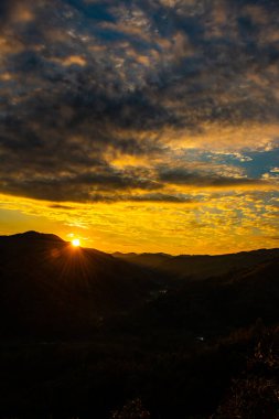 Mountain view  with mist at Wat Phrathat Doi Leng view point, Thailand.