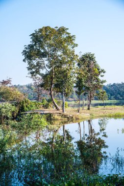 Tayland 'ın Chiangmai ilindeki Huay Tueng Tao gölünün manzara manzarası.
