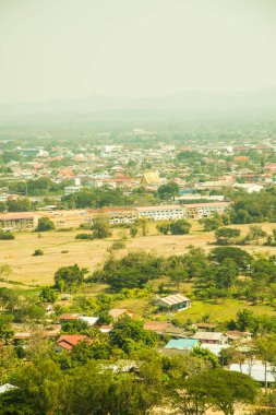 Nan şehrinin kuş bakışı manzarası, Tayland.