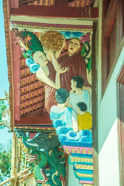 Style Lanna Sculpture Sur Bois Dans Temple Thaïlande — Photo